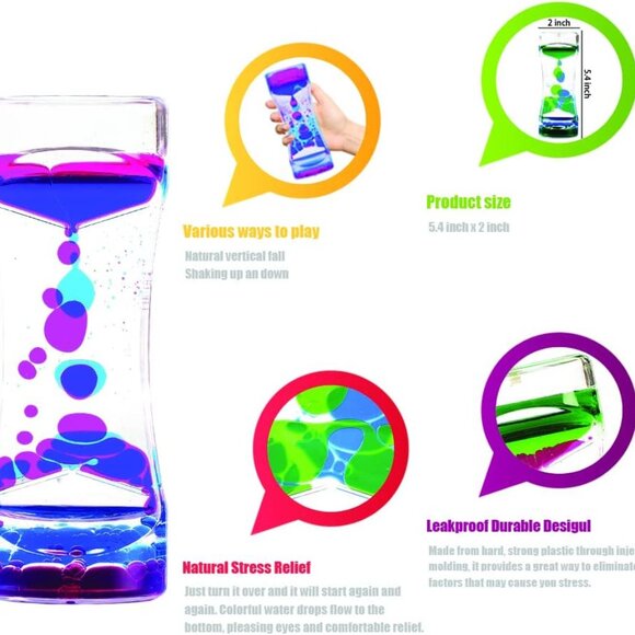 Liquid Motion Bubbler Timer Hourglass Liquid Bubbler Sensory Toys(3 Pack) - Picture 4 of 12